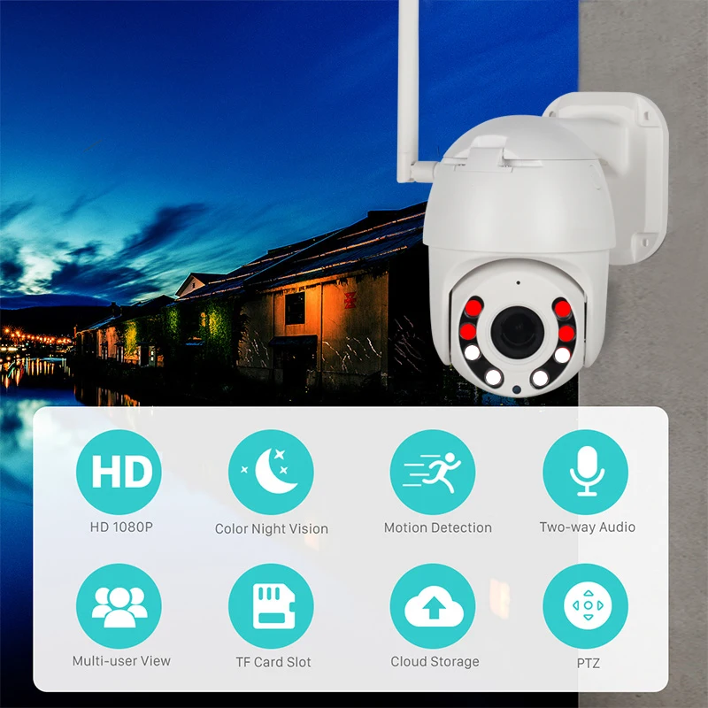 Мини WiFi камера наружная PTZ IP камера 1080P скорость купольная 2MP CCTV домашняя Камера Безопасности ИК 30 м двухсторонняя аудио P2P WiFi камера