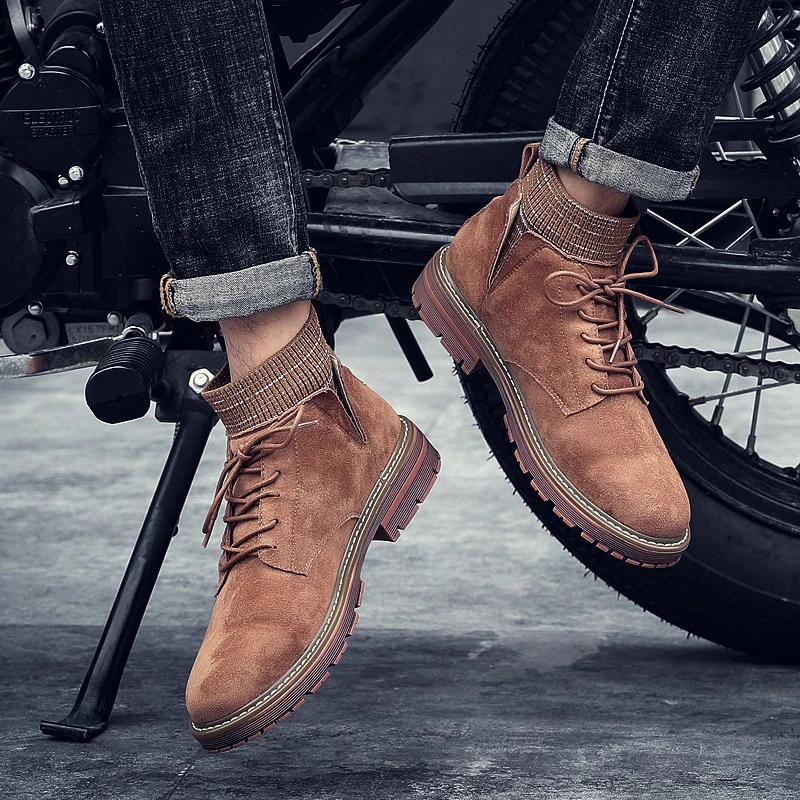 

Boots Men Hiking Shoes 2019 New Design Rubber Sole Non-slip Outdoor Breathable Sport Shoes Hiking Shoes High-Top Sneakers Winter