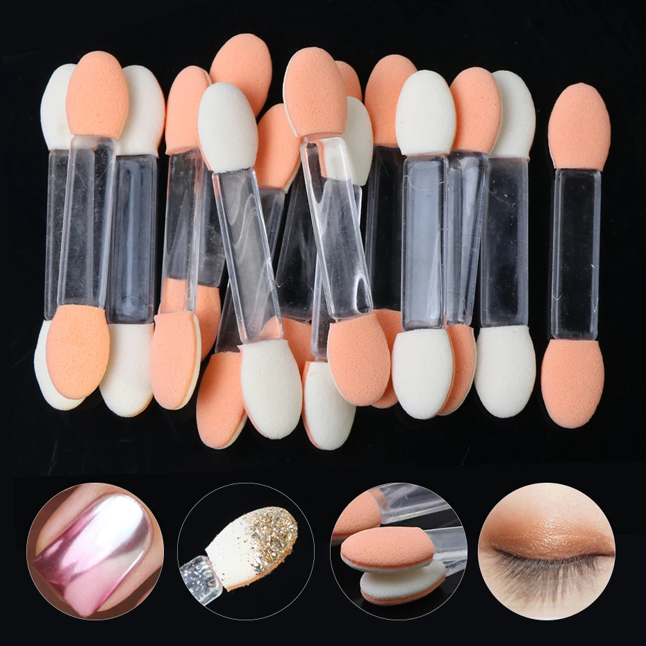 10pcs Nail Powder Brushes Sponge Glitter Picking Disposable Double Sided Eyeshadow Applicators Brush Makeup Cosmetic Tools TR194 6