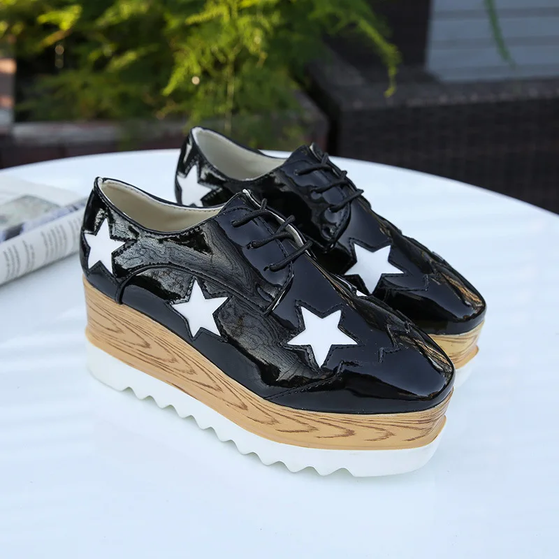 

A16 Star Platform Shoes Thick Bottomed WOMEN'S Shoes 2019 New Style Korean-style Versatile Slanted Heel Casual Flat Keel Thin Sh