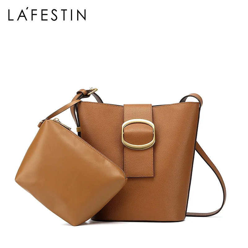 LAFESTIN, новая осенняя и зимняя атмосферная женская сумка, широкий плечевой ремень, Большая вместительная сумка-мешок, сумка через плечо