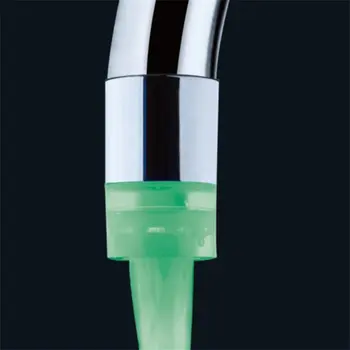 

Fashion Water Glow Shower 3 Color Changing LED Tap Faucet Light Temperature Sensor Universal Adapter Kitchen Accessory