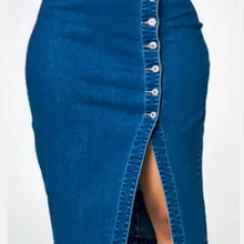 Винтажная Повседневная синяя джинсовая юбка средней длины до колена из мягкой джинсовой ткани