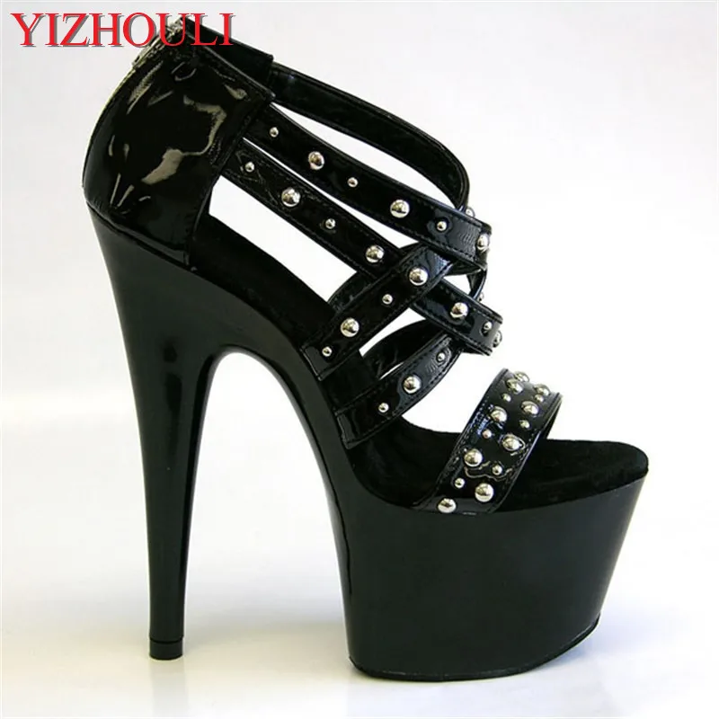 New star stage sexy rivet platform sandals 17 cm high heel pole dance party | Обувь