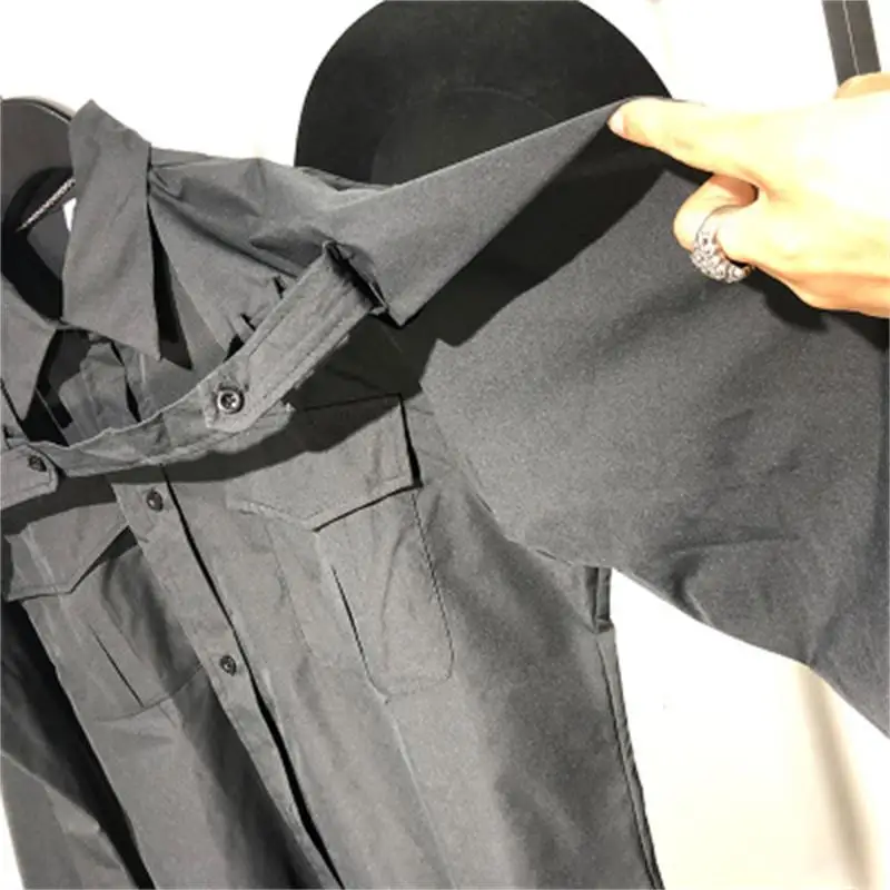 Men's Long-Sleeve Shirt Spring And Autumn New Style Work Style Urban Youth Fashion Ribbon Harajuku Casual Loose Large Shirt