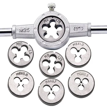 

8 sets of metric circular die set M3 M4 M5 M6 M8 M10 M12 with 1 wrench Hss Circular Die