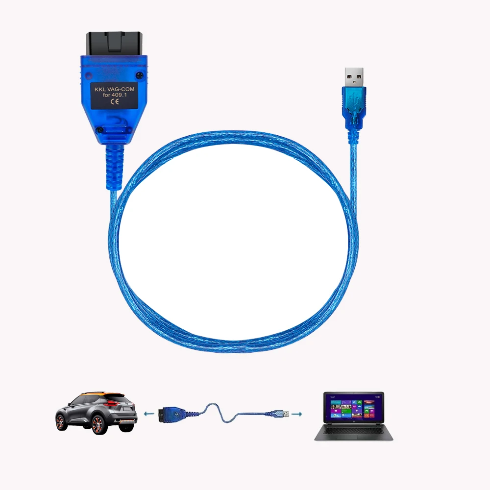 Диагностический кабель KKL Vag Com 409 1 16 контактный интерфейсный разъем OBD2 для USB Skoda