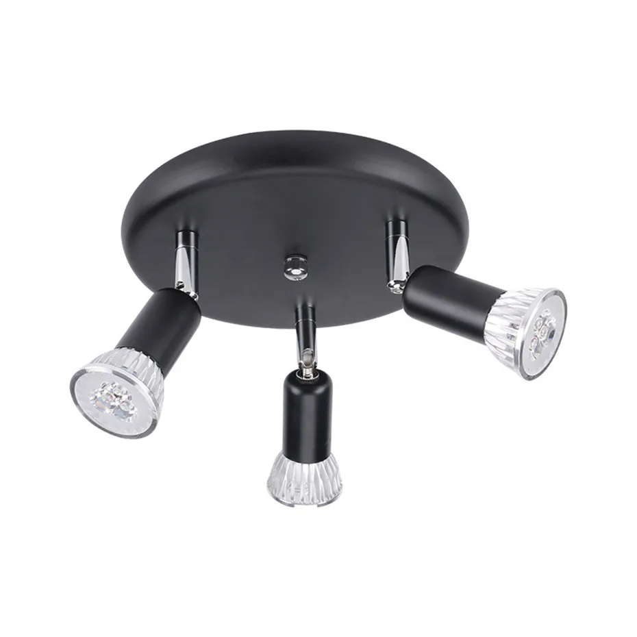 [DBF] Круглый GU10 потолочный светильник Гостиная регулируемый 3-потолочный светильник пятна Спальня светодиодный Кухня крепление для изогнутой поверхности пятно света - Испускаемый цвет: Black 3 Lights