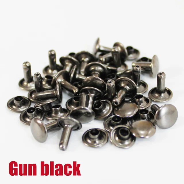 Metal Double Cap Rivets Studs For Leather Craft Repair,Antique Brass/Silvery/Gun Black/Golden Gun Black