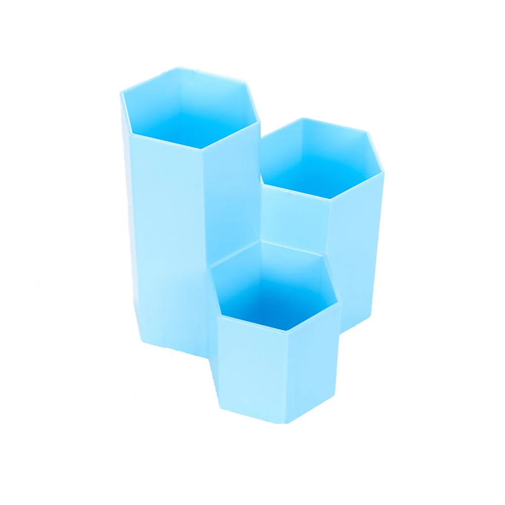 blue Umitive 1 шт. корейский креативный шестигранный 3 отделения держатель ручки многофункциональный настольный хранения студенческие канцелярские принадлежности - Цвет: blue