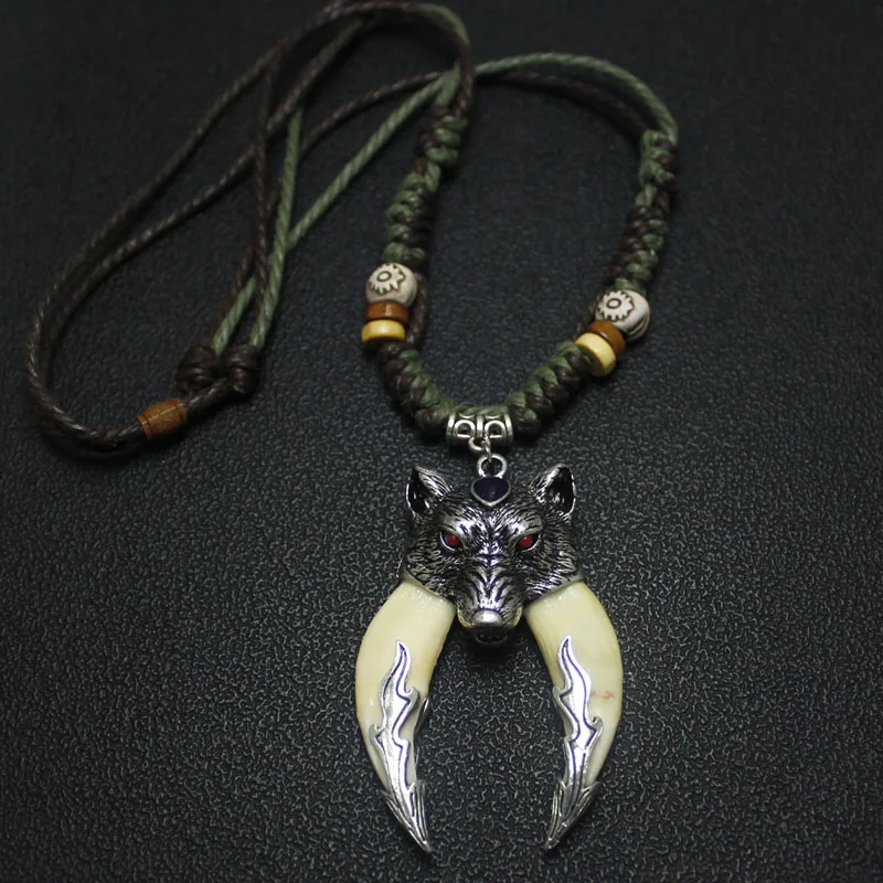 Wolf Tooth Necklace Power Man Choker Jungle wild Accessories Black Teeth Pendant Fashion Wolverine fang tooth necklace