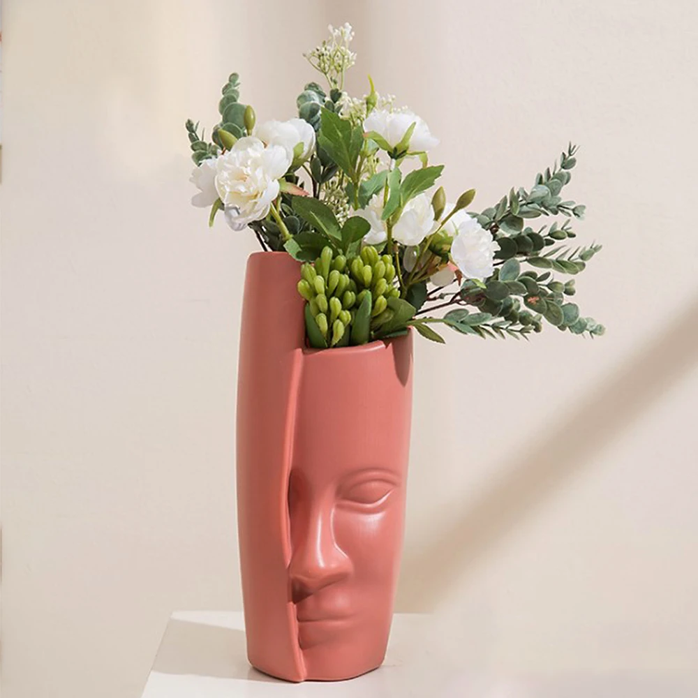 2021 New Modern Flower Vase Plastic Pot Basket Simple Abstract Dry Vases Nordic Home Living Room Decoration Flowers Arrangement