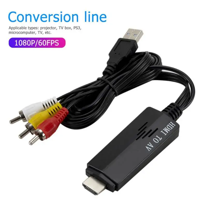 1080P HDTV HDMI в AV RCA Конверсионный кабель папа 3RCA аудио видео композитный женский