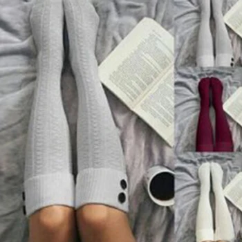 

Knee Socks Women Acrylic Thigh High Over The Knee Stockings For Ladies Girls 2020 Warm Long Stocking Sexy Medias
