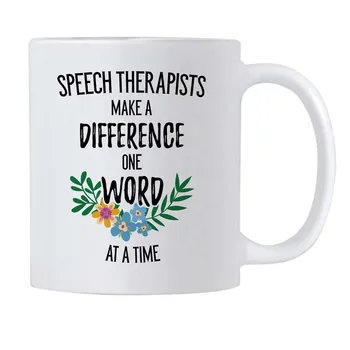 

Speech Pathology Gifts. Therapists Make a Difference One Word at a Time. 11 Ounce SLP Coffee Mug. Gift idea for Language Therapy