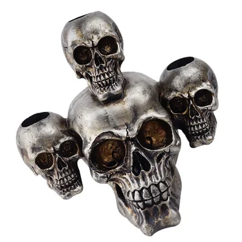 

1pc Resin Skull Head Adornment Model Creative Decorative Halloween Candlestick Skeleton Candleholder