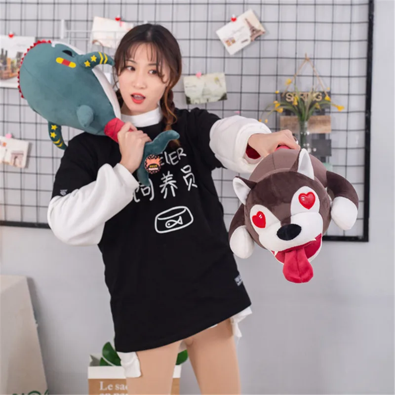 New Sharks Whale Crocodile Chimpanzee Puppy Dog Plush Toys Funny Cartoon Animals Knocks Back Massage Hammer Stuffed Dolls (8)