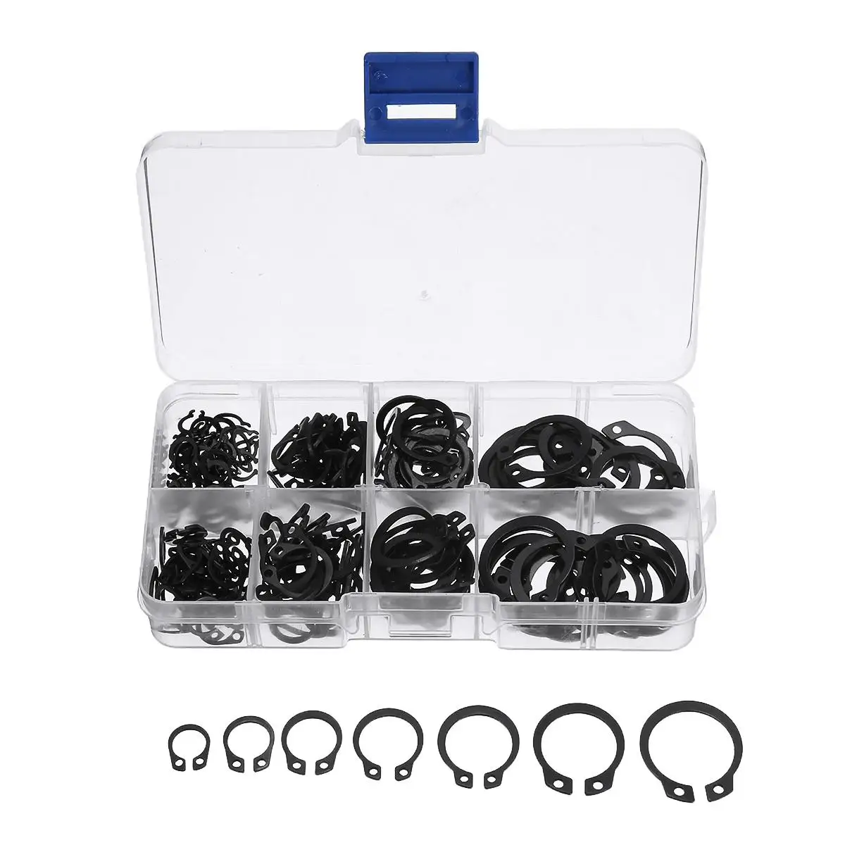 

200pcs M6-M20 External/Internal Retaining E-type Cir clip Lock Snap Retaining Ring Assortment Set holes Shaft Collar Washer