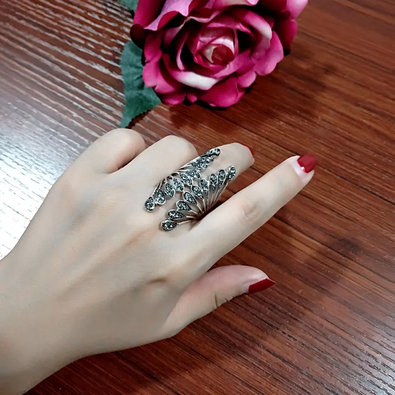 LEEKER, роскошный дизайн, индивидуальные полые большие длинные кольца для женщин, серебряное цветное кристаллическое кольцо, винтажное ювелирное изделие 173 LK9