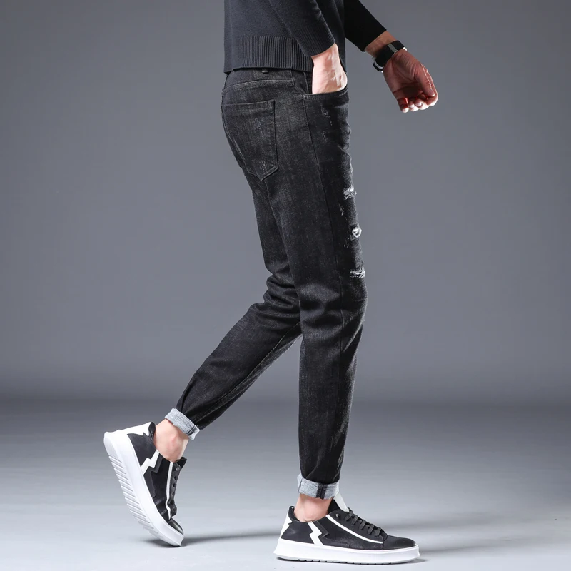 70% OFF New Young Men's Fashion Casual Stretch Slim Jeans Classic Trousers Denim Pants Male Jeans Men Slim High Quality Trousers Cotton