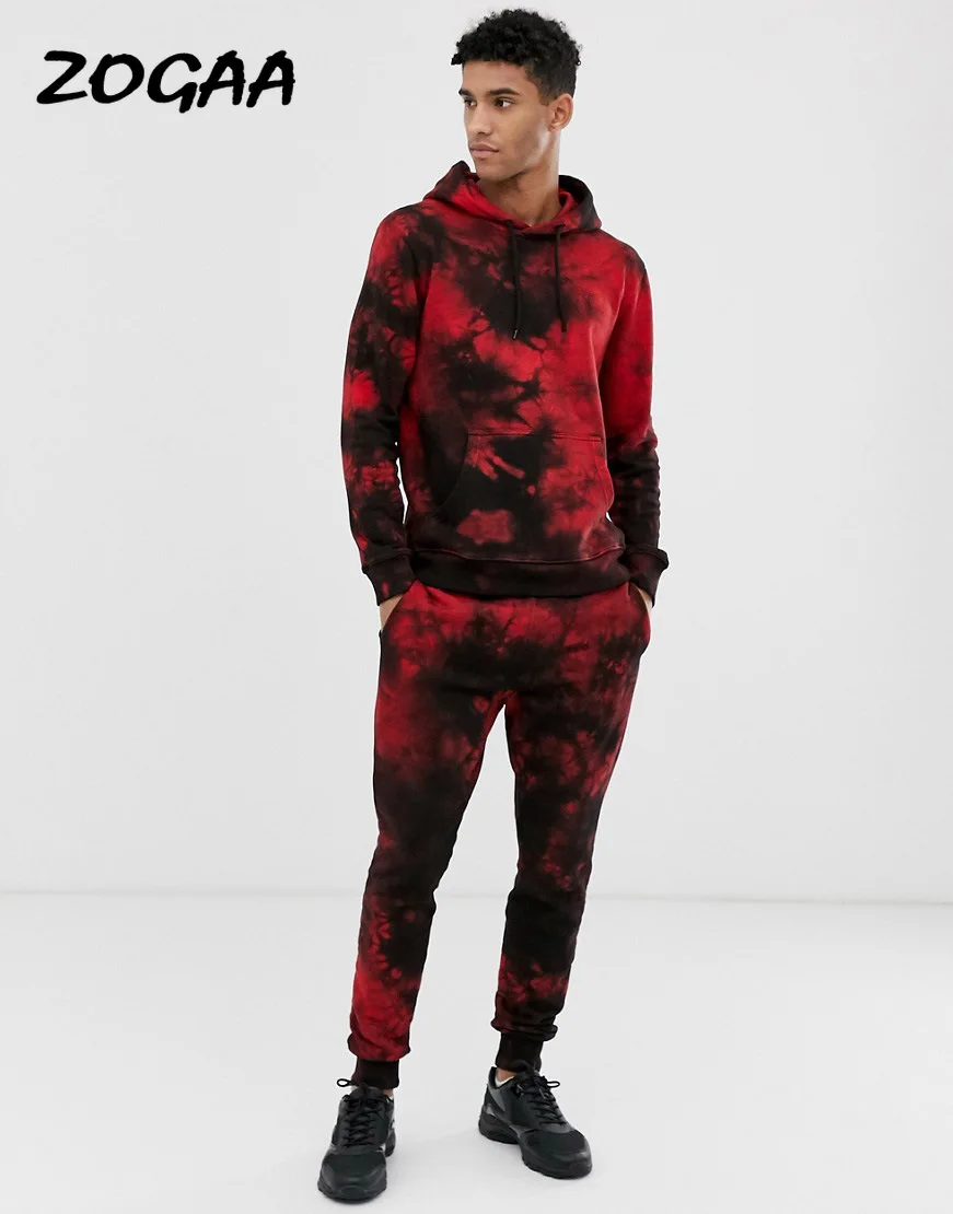 

ZOGAA 2020 new casual sports suit foreign trade men's 3D digital printed floral hooded casual sports suit