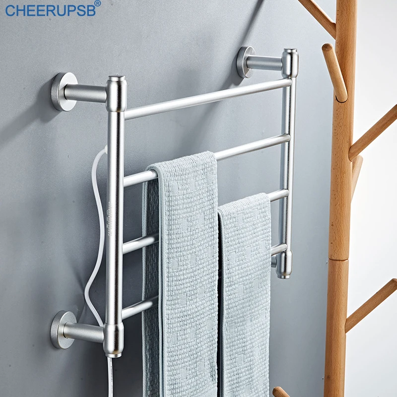 Thermostatic Heated Towel Drying Rack for Bathroom Wall Mounted Foldable Electric Heated Towel Rack Stainless Steel Towel Rail Radiator