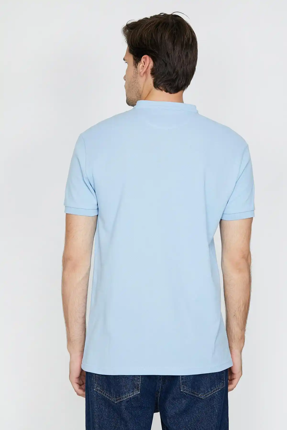 koton male blue polo collar t-shirt 8yam12026ok