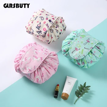 

2019 Lazy Cometic Bag Pull String Makeup Bag for Women Easy to Clean Storage Bag Girl Large Capacity Travel Pouch Toiletry Pouch