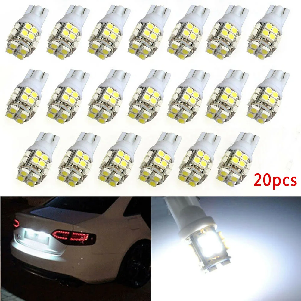 20 шт T10 194 168 2825 W5W 20-SMD светодиодный Белый супер яркий Автомобильный Клин лампочки 30 мм(L) X 12 мм(D