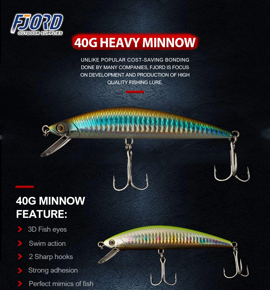 FJORD 125mm 40g Brave Minnow Bass Pike Lure Long Casting Sea Fishing Lures  Saltwater Plastic Hard Artificial Bait For Fishing - AliExpress