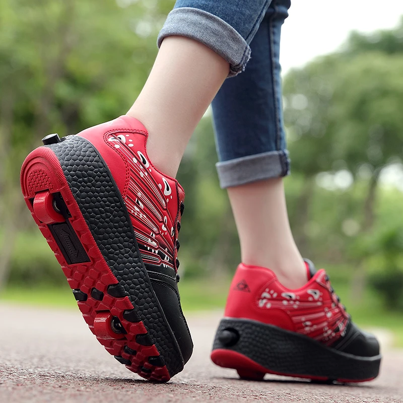 Habitual Culpable Universal Zapatos de patín de ruedas para niños y niñas, zapatillas de tenis con dos  ruedas, zapatillas de Patinaje|Zapatillas deportivas| - AliExpress