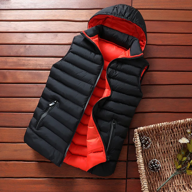 

M-8XL Plus Size Sleeveless Jackets Mens Cotton-padded Hooded Vest Homme Casual Thicken Waistcoat Chalecos Para Hombre VT-248
