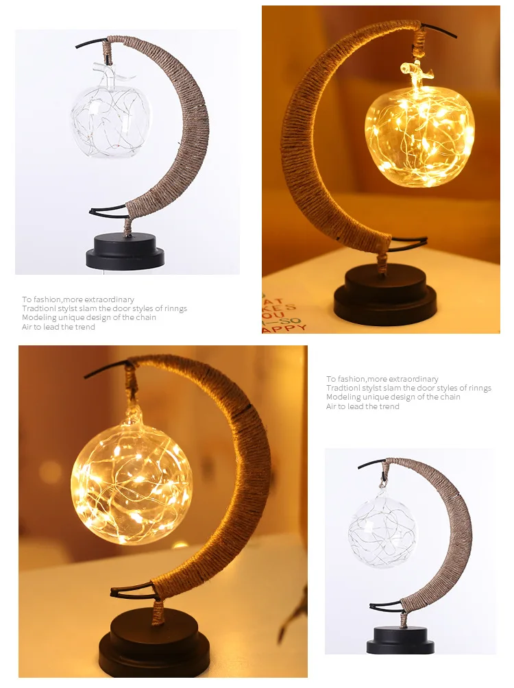Led Moon Light Wrought Iron Ornaments Lights Star Shape Copper Wire Lights Ins Wind Decorative Lights Usb Battery Models QW227 (3)