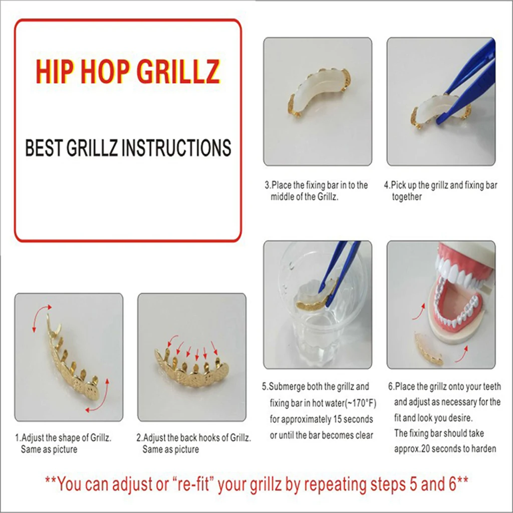 Copper Hip Hop Teeth Grills Caps Top Bottom Teeth Grill Cap Jewelry