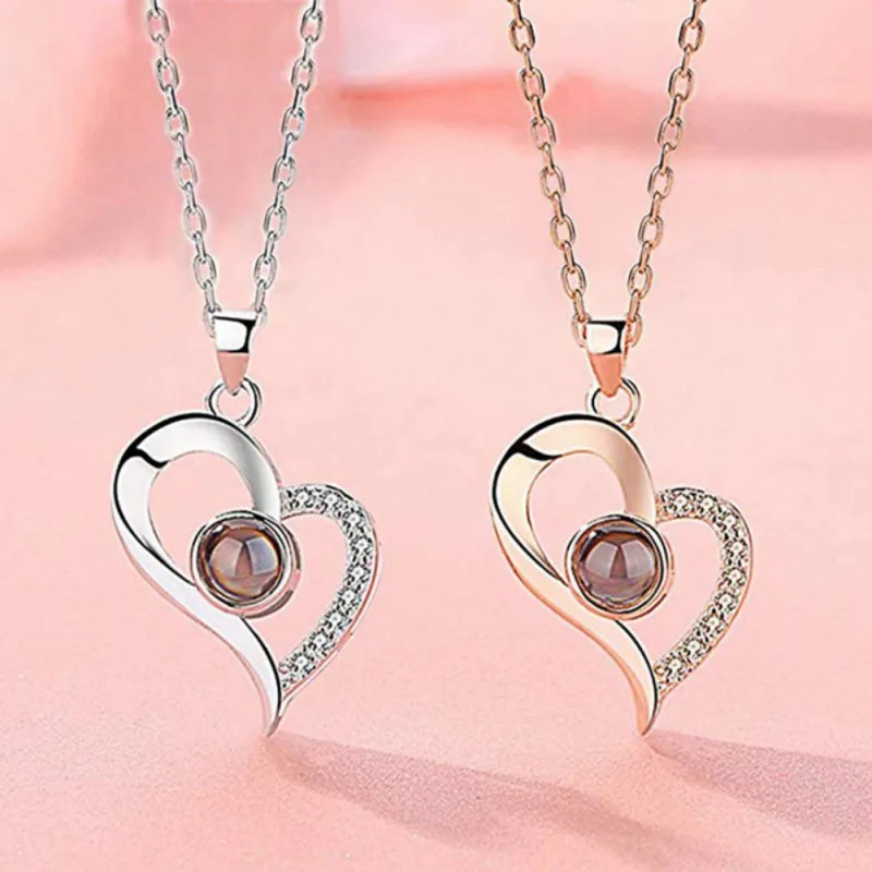 

Heart Shape Women Necklace Fashion Jewelry All-match Exquisite Letter Carve Alloy Necklace Collar Women Party Wedding Decor Gift
