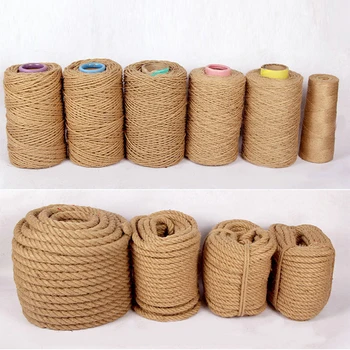 

4/6/8/10mm Natural Jute Rope Twine Rope Hemp Twisted Cord Macrame String DIY Craft Handmade Decoration Cat Scratcher Rope