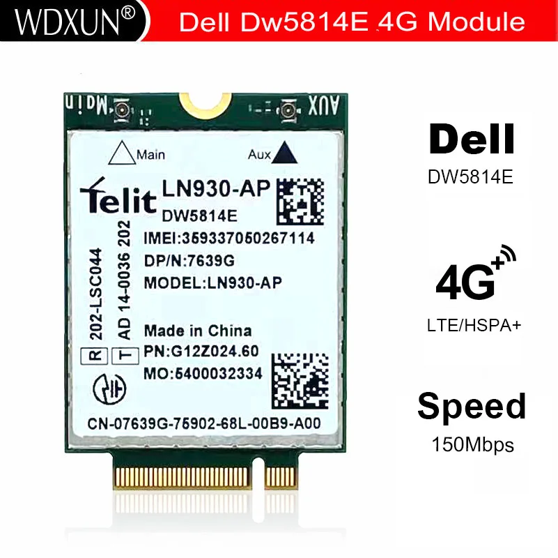 Беспроводная карта для Dell Dw5814E p/n XFVM5 0XFVM5 LN930-AP WWAN 4G NGFF Latitude 14 &quot7480 5480 | Компьютеры и