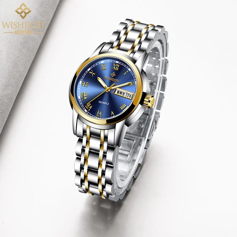 Ladies Business Watches Waterproof Luminous Calendar Classic Quartz Clock Leather and Stainless Steel Girl Watch