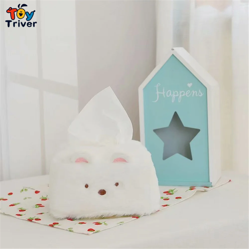 Kawaii Sumikko Gurashi, плюшевая игрушка, тривер, тканевая коробка, чехол для салфеток, бумажный держатель для салфеток, домашний магазин, декор для автомобиля, комнаты, салфетки, игрушки, подарок на день рождения - Цвет: white