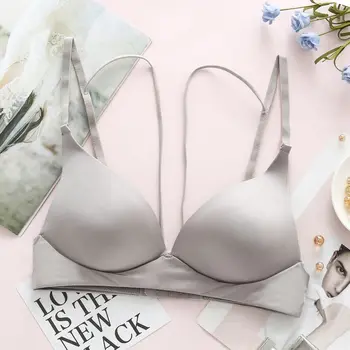 

Fashion New Solid Color Thin Smooth BC Cup Gathered Bra Without Steel Ring QHAG