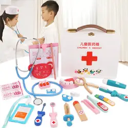 Детский деревянный Косплей моделирование стоматолога аксессуары инструменты медицинская коробка медсестры доктор ролевые игры игрушки