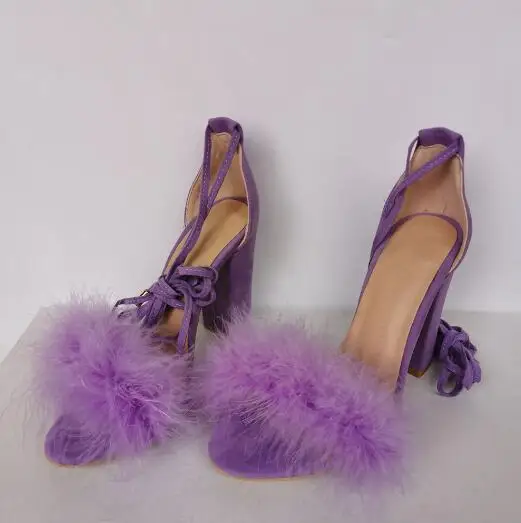 Purple Base Fur Sandals