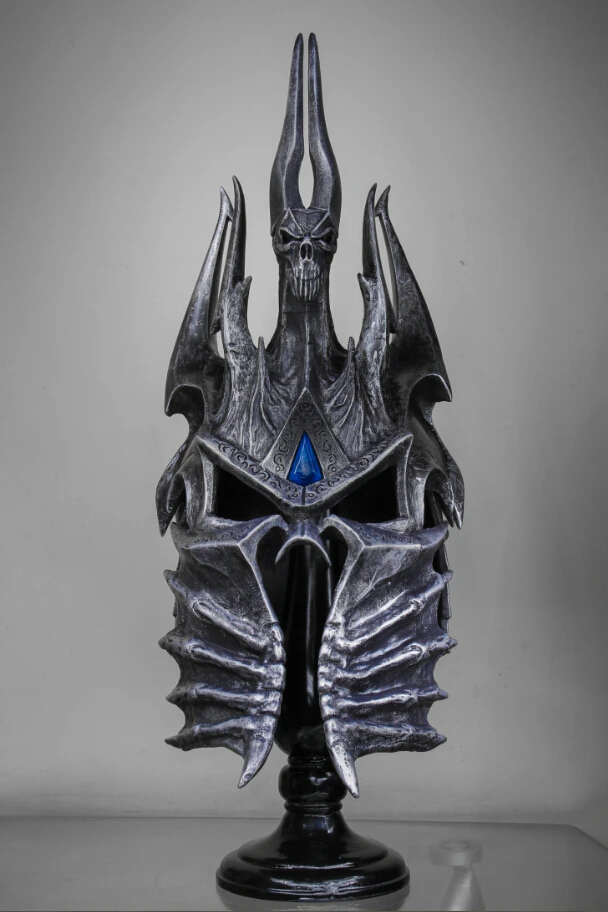 [Funny] 1:1 WOW Lich King helmet figure resin toy include stand collection model adult cosplay Costume party gift