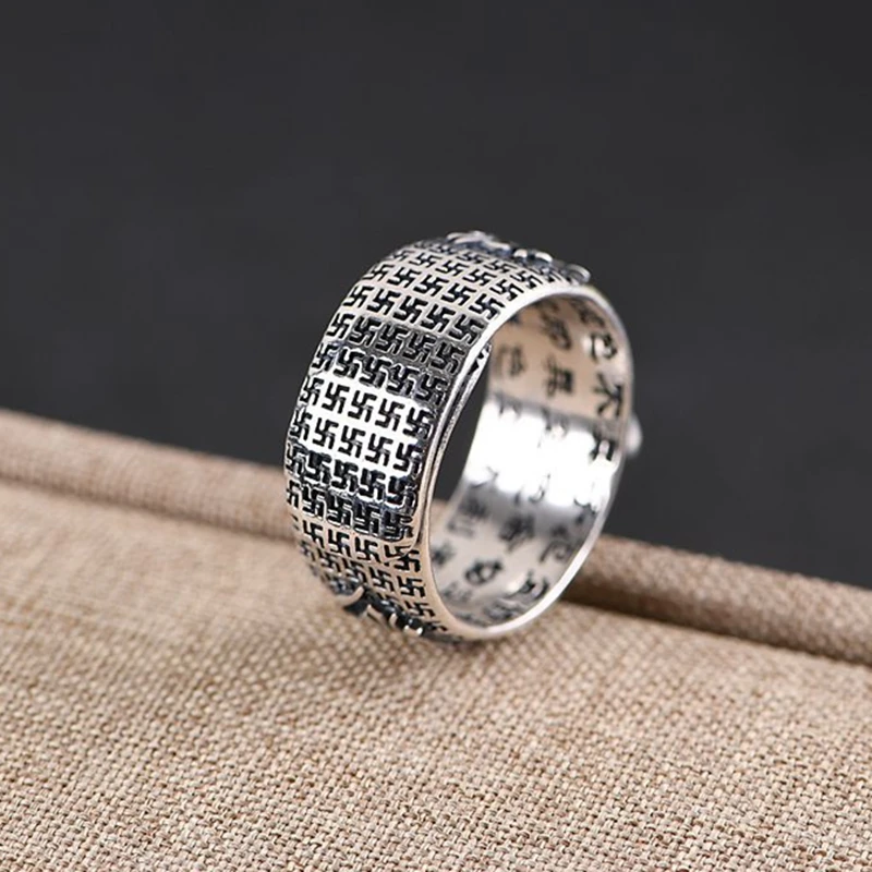 Стерлинговое Серебро 925 пробы, старое серебро, ручная работа, Норковое кольцо в форме сердца, мужское модное индивидуальное Открытое кольцо с гранатовым кольцом, ювелирные изделия