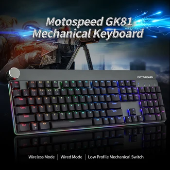 

Motospeed GK81 Mechanical Keyboard Wired & 2.4G Dual Mode Backlight Low Profile RGB Switch Keyboard 104 Keys for PC Blue Switch