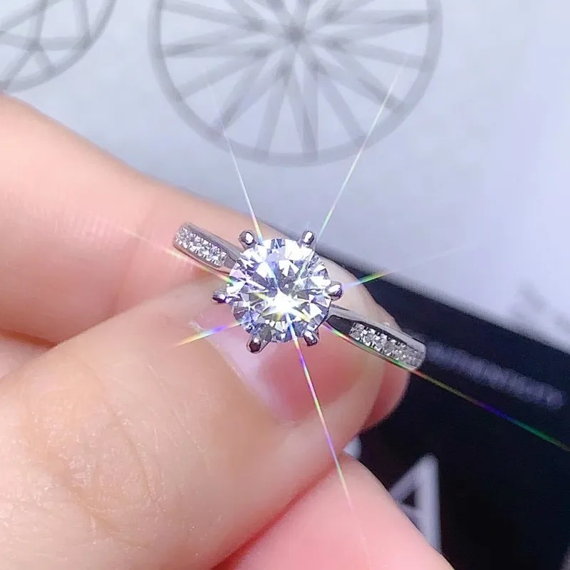 

Роскошные бусы В18 карат позолоченное розовым золотом 1 Ct Круглый идеальный крой D Цвет VVS1 Moissnaite кольцо 925 пробы Серебряные 6 Когти Кольца ювелирные изделия