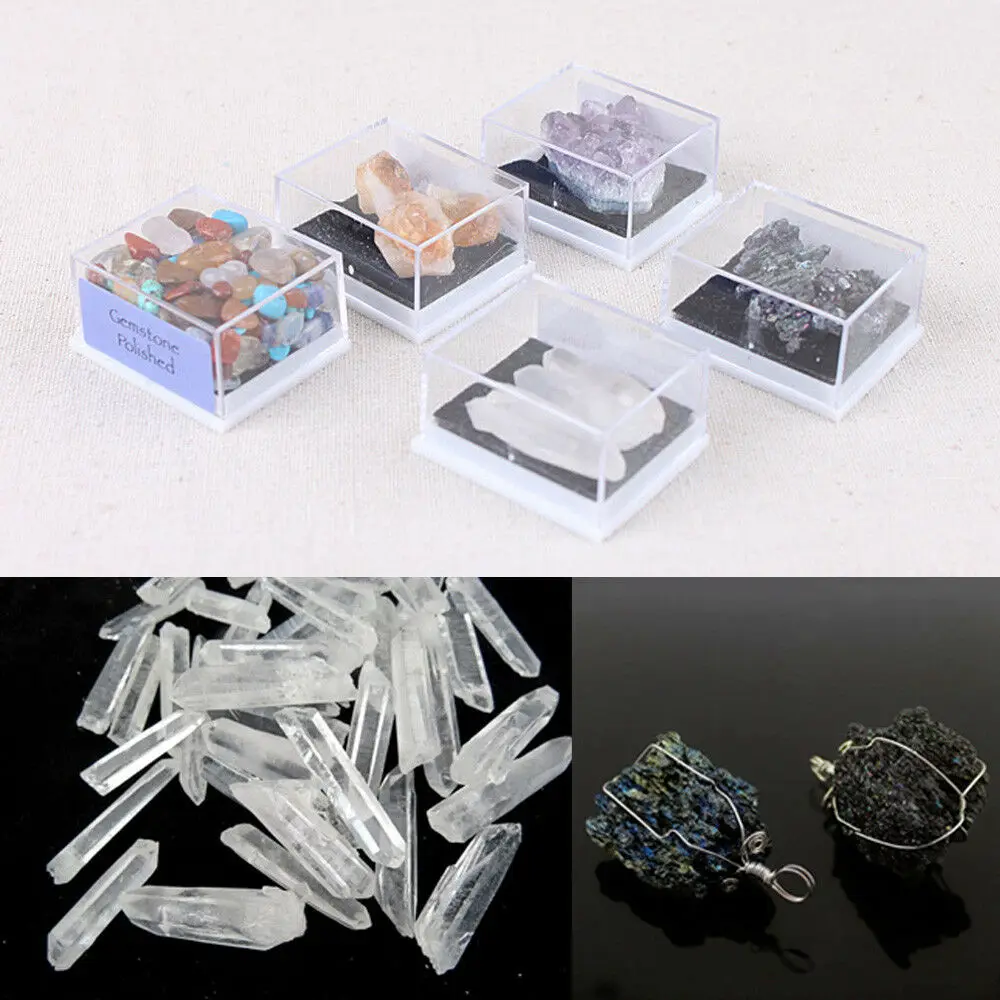 1 коробка смешанные натуральные необработанные камни сырьевые минеральные