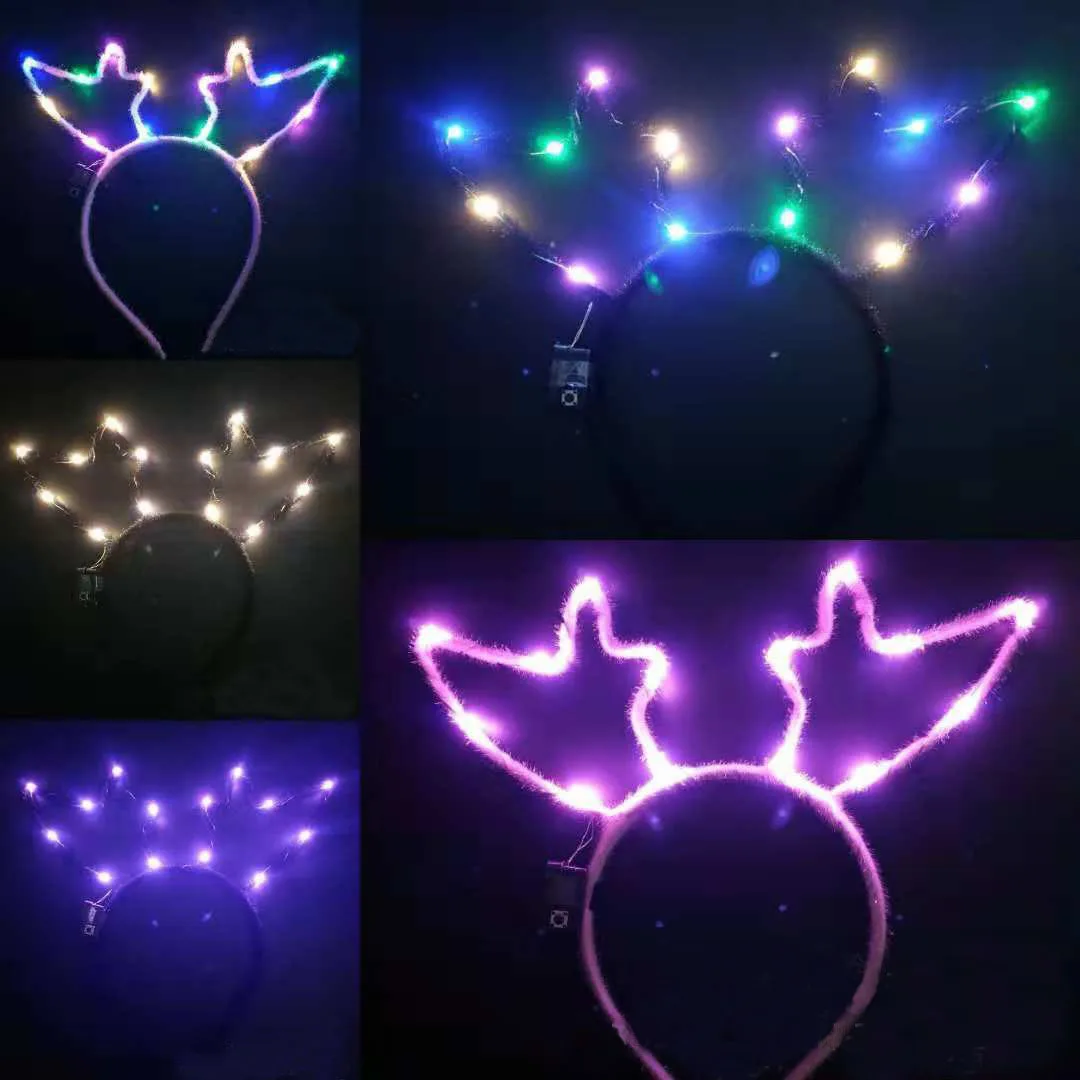 Christmas Headband Xmas Accessory Light Luminous Antler New Year LED Hairband Fashion Headwear Hair Accessories