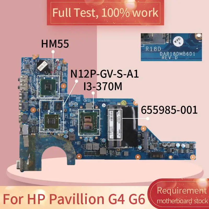 Placa-mãe para Notebook hp Pavillion g4 g6 Placa Principal 655985 Testada