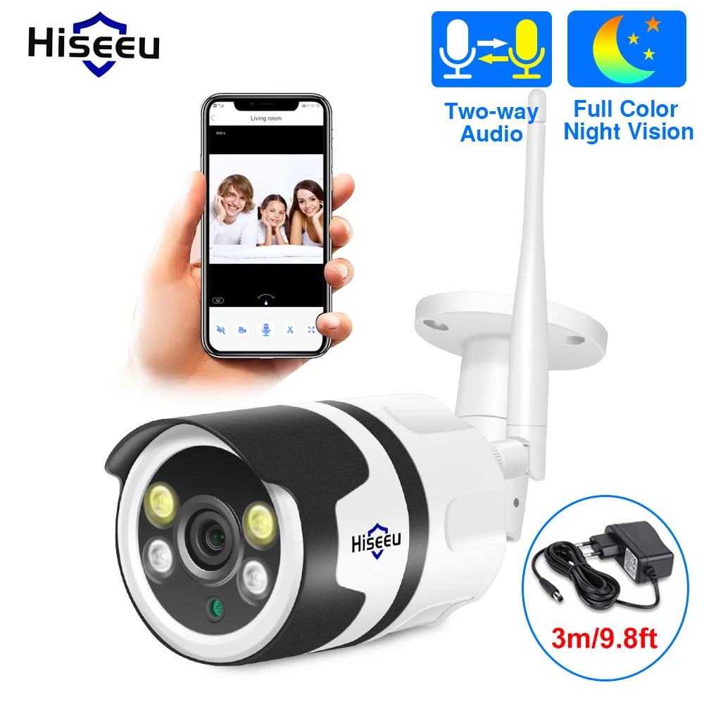 Câmera de Segurança de Metal ip ao ar p à Prova 2.0mp sem Fio Hiseeu Wifi Câmera Livre p 720 D2.água Cctv Bidirecional Áudio P2p Bala Onvif 1080